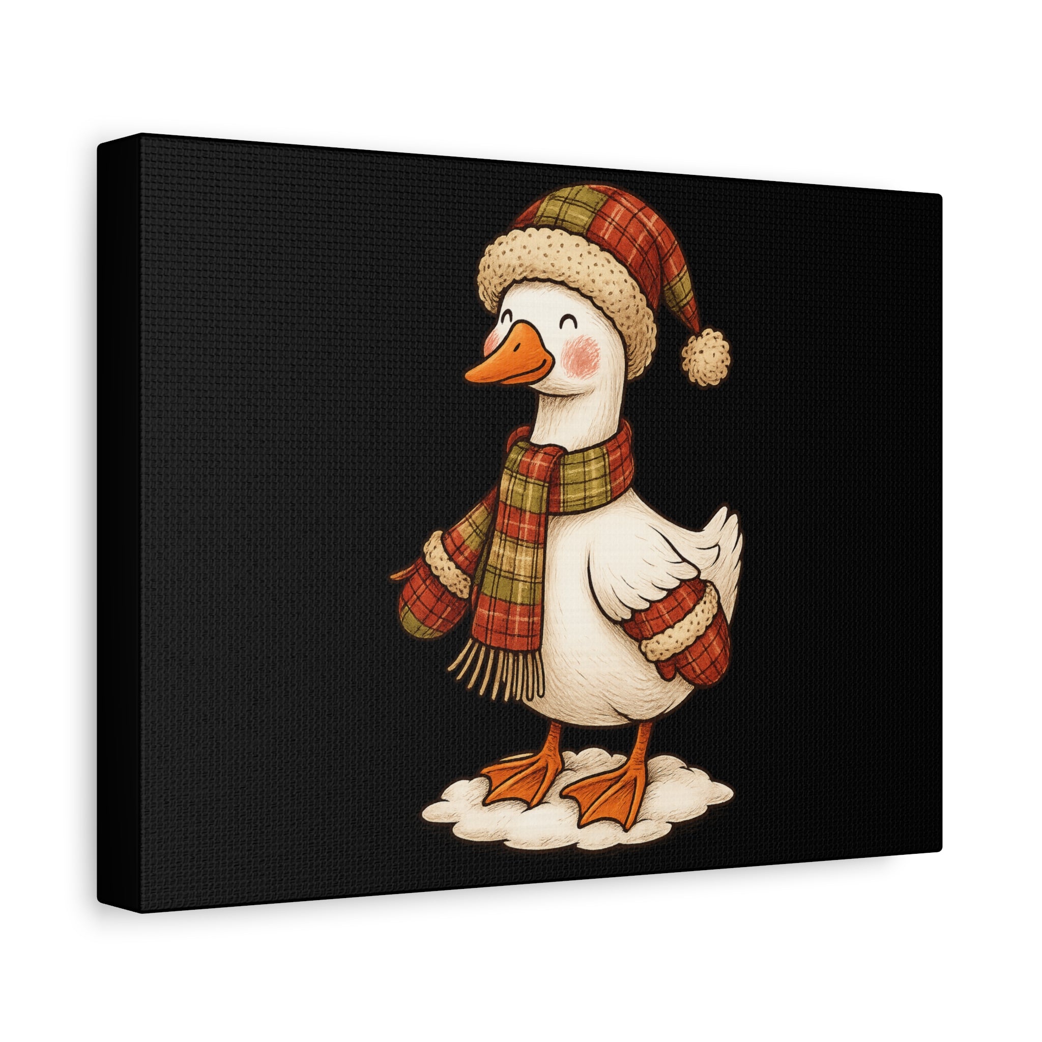 Festive Duck Canvas Wall Art, Cute Holiday Decor, Home Decoration, Christmas Gift, Animal Illustration, Winter Wall Decor