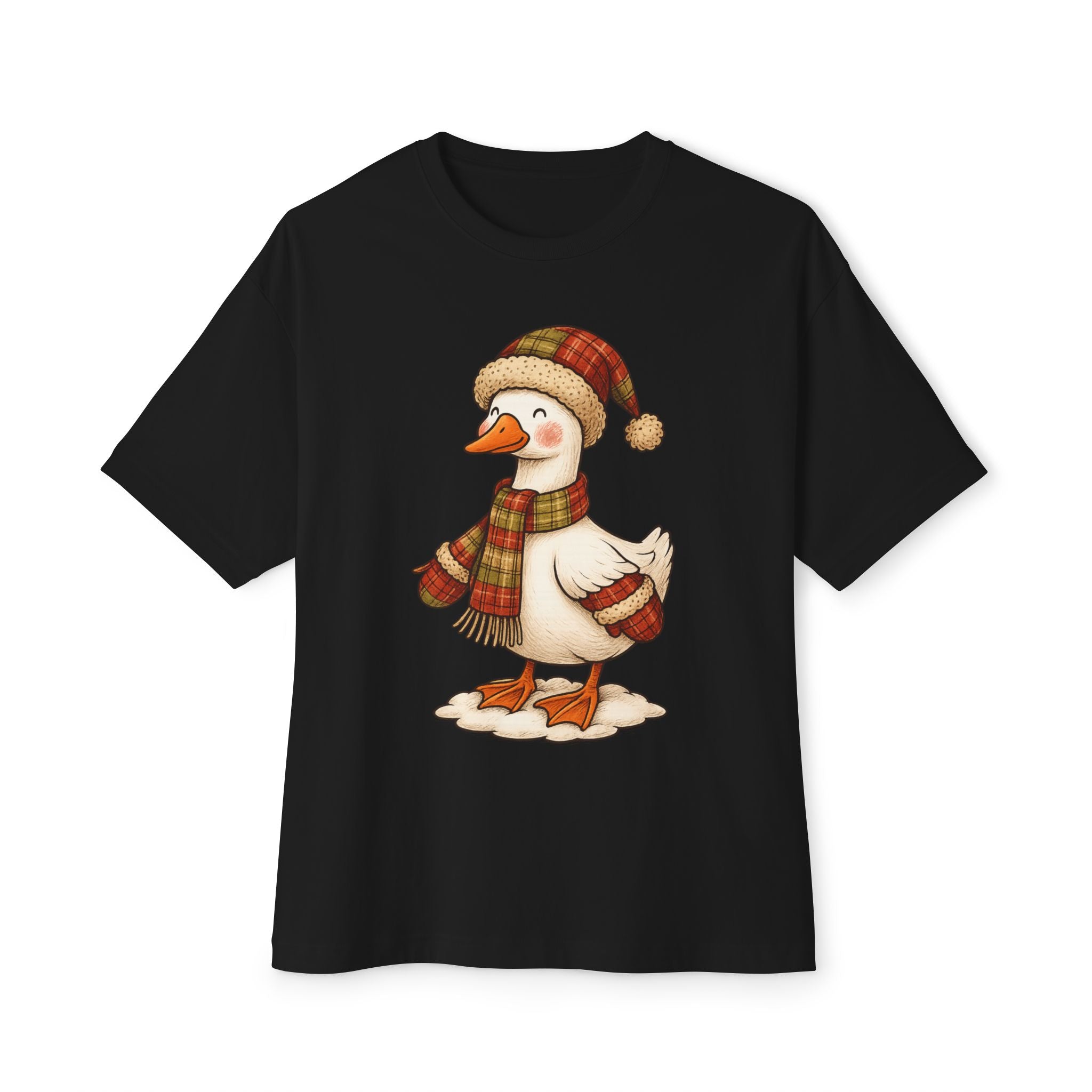 Cozy Holiday Duck Graphic Tee | Festive T-Shirt for Winter, Gift for Animal Lovers, Christmas Shirt, Casual Wear, Oversized Style