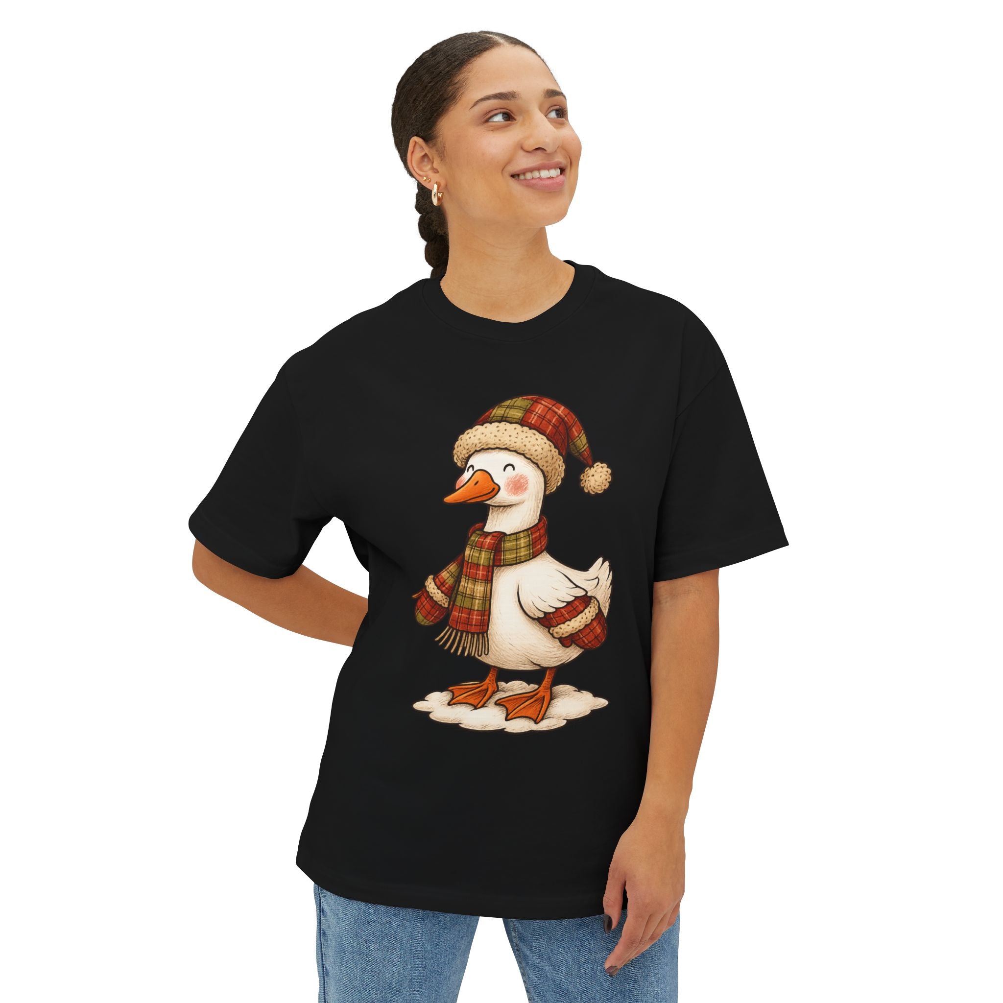 Cozy Holiday Duck Graphic Tee | Festive T-Shirt for Winter, Gift for Animal Lovers, Christmas Shirt, Casual Wear, Oversized Style