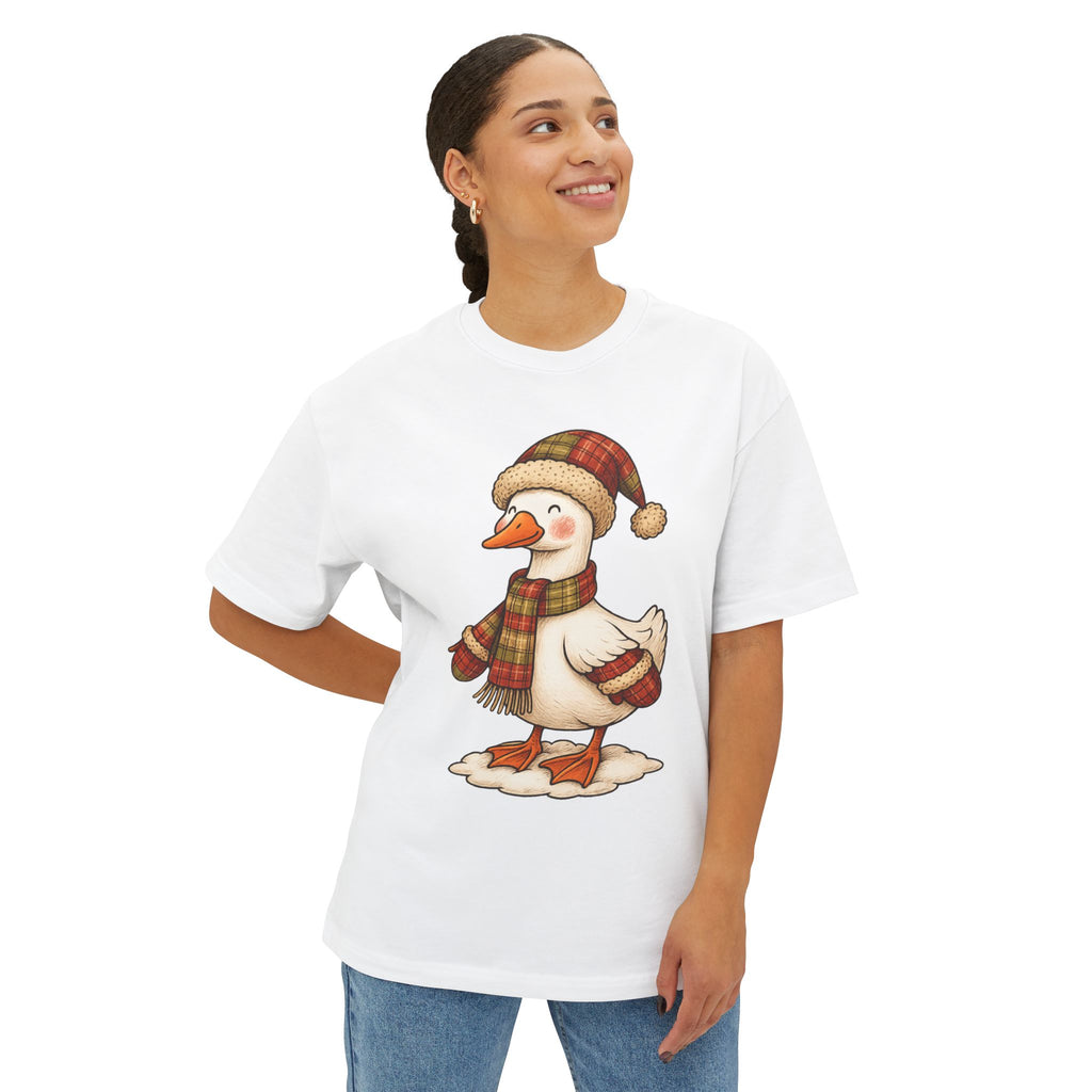 Cozy Holiday Duck Graphic Tee | Festive T-Shirt for Winter, Gift for Animal Lovers, Christmas Shirt, Casual Wear, Oversized Style