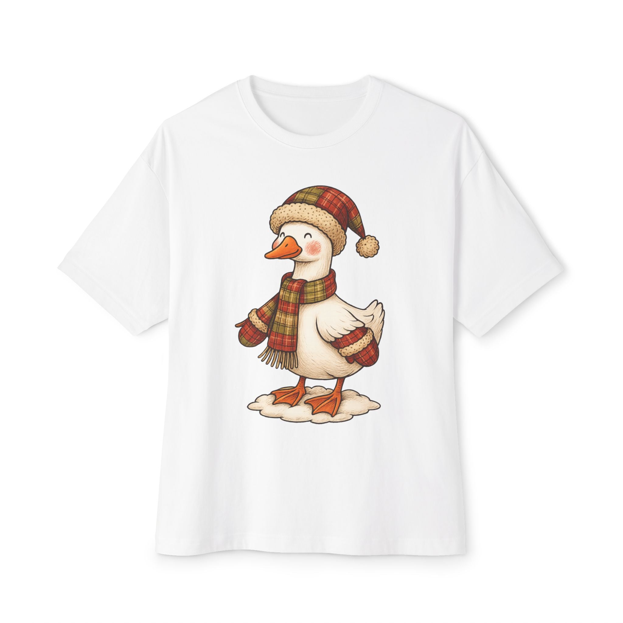 Cozy Holiday Duck Graphic Tee | Festive T-Shirt for Winter, Gift for Animal Lovers, Christmas Shirt, Casual Wear, Oversized Style